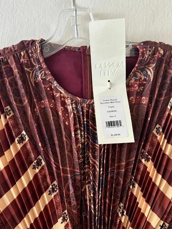 NWT Ulla Johnson Violeta Pleated Midi Dress Topaz 6 - Picture 5 of 5